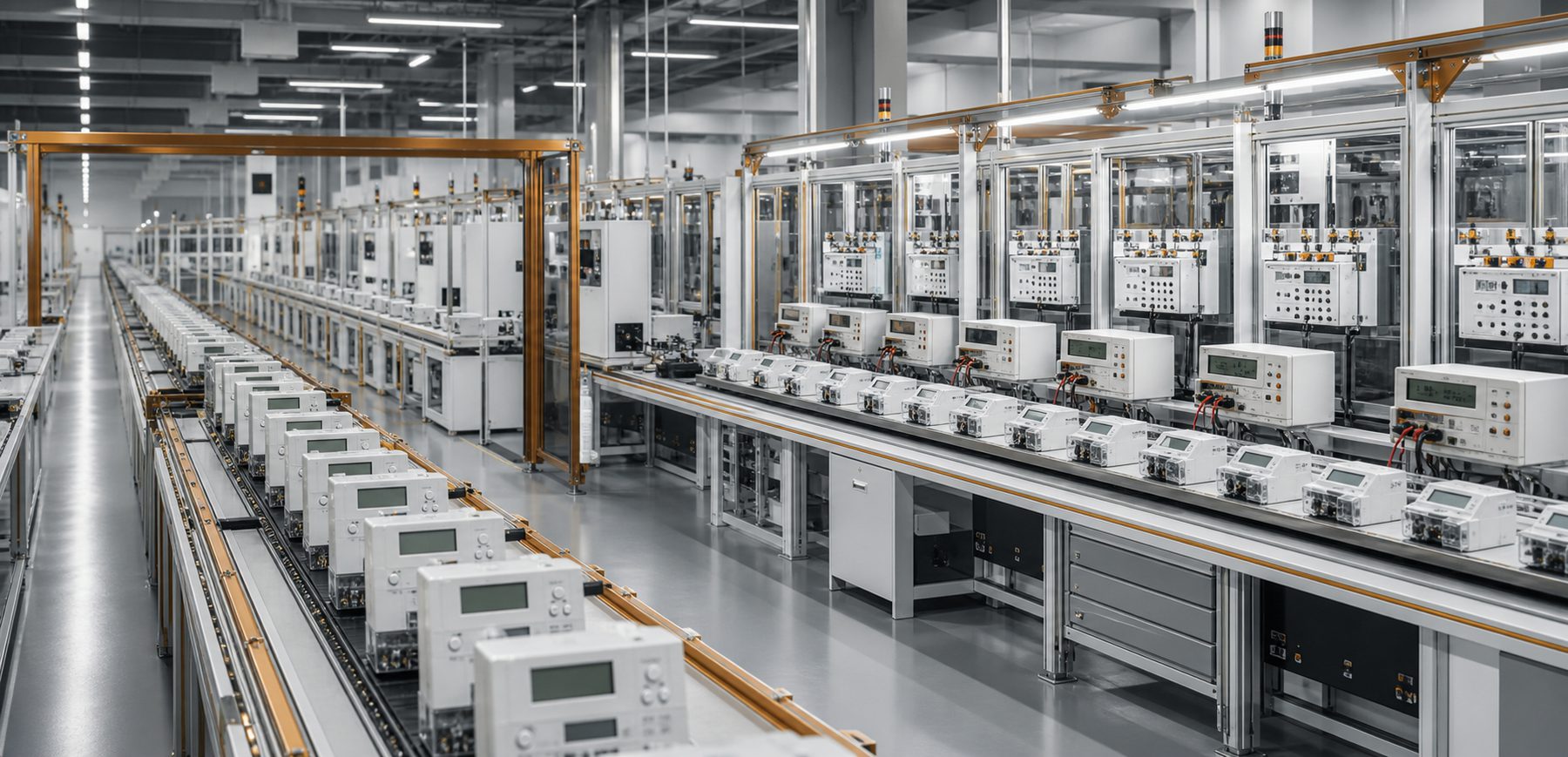 Smart-meter assembly, calibration and testing production line